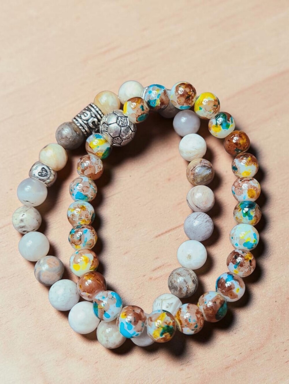 Multicolor Beaded Stretch Bracelet for Women - Colorful Spot Beads